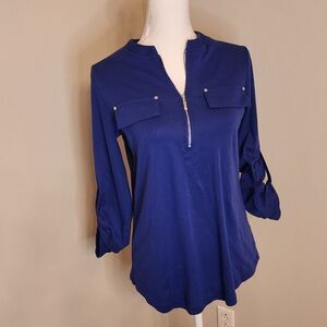 Women's Yaya Bay Blue Knit Blend Tunic